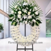 Corona funeraria blanca clásica