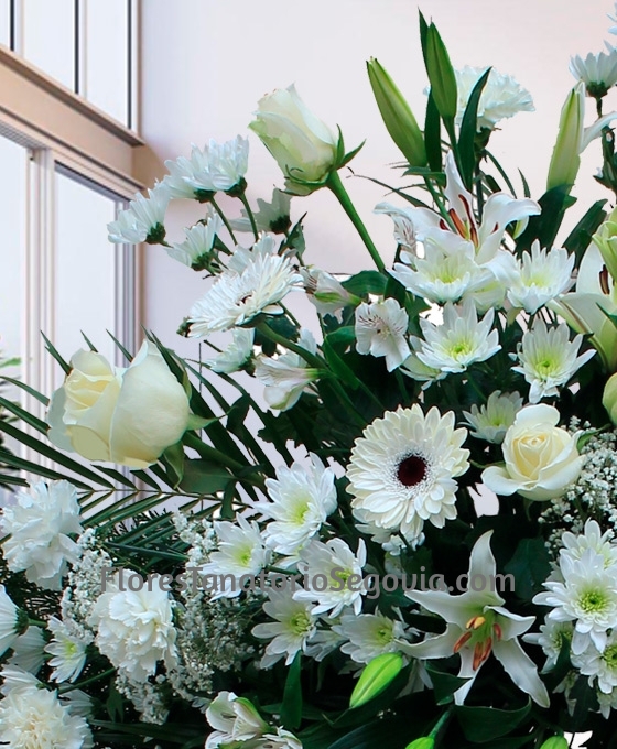 Corona funeraria claveles blancos