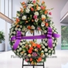 Corona funeraria claveles blancos doble cabezal