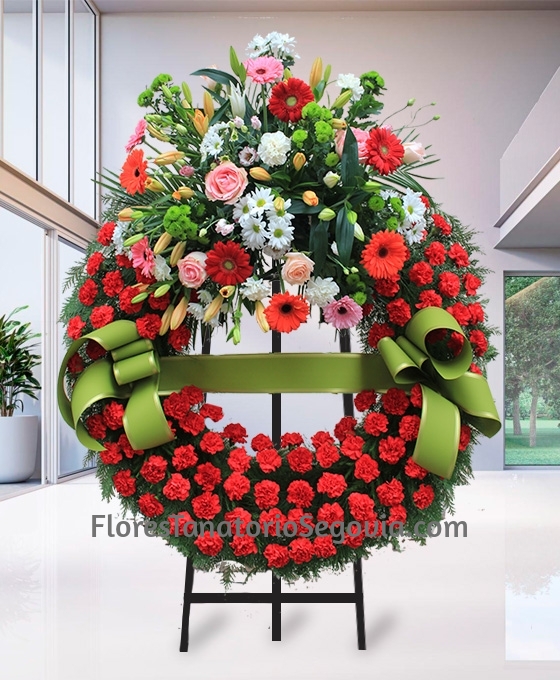 Corona funeraria clavel roja